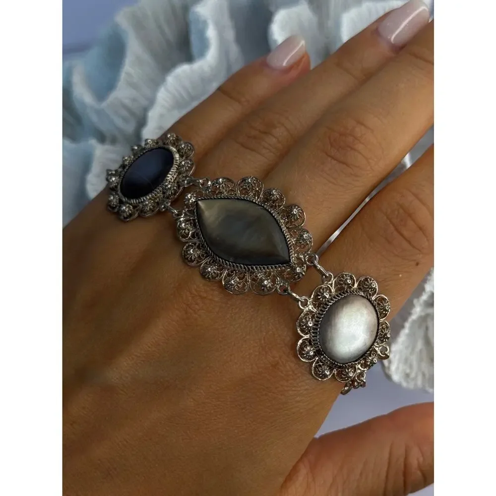 Vintage Beautiful 925 Sterling Silver Abalone Bracelet Length 7